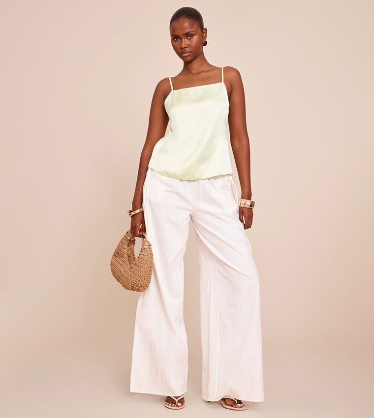 Satin Open Tie Back Strappy Top