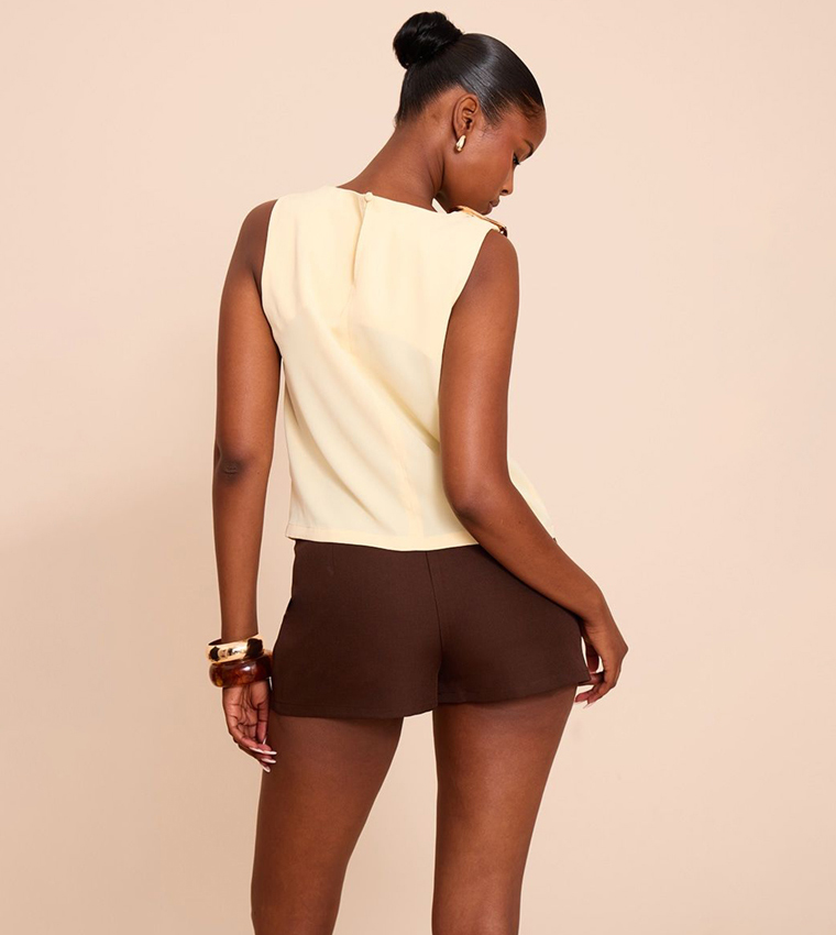 Metal Accent Sleeveless Top