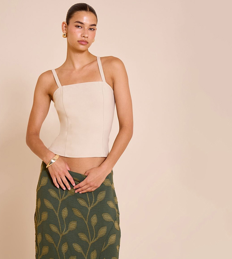 Solid Woven Strappy Top