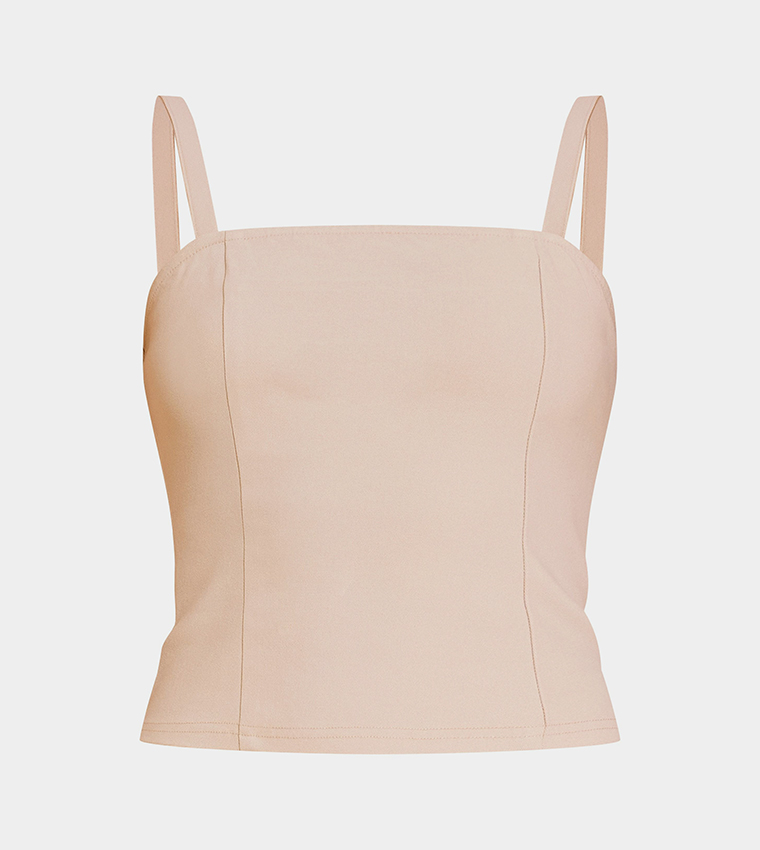 Solid Woven Strappy Top