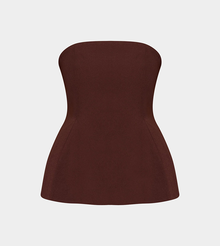 Woven Structured Peplum Bandeau Top