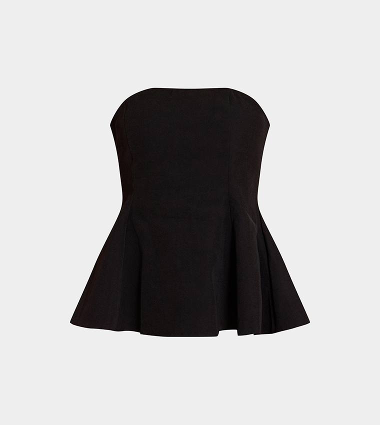 Woven Structured Peplum Bandeau Top