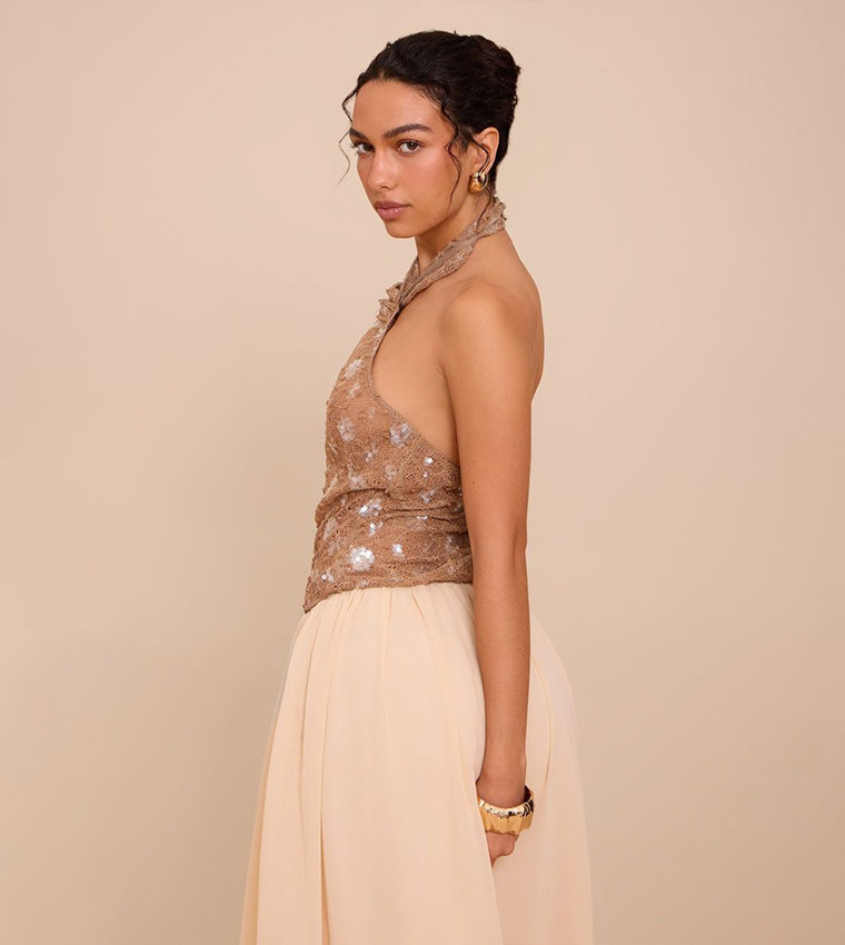 Sequined Halterneck Top