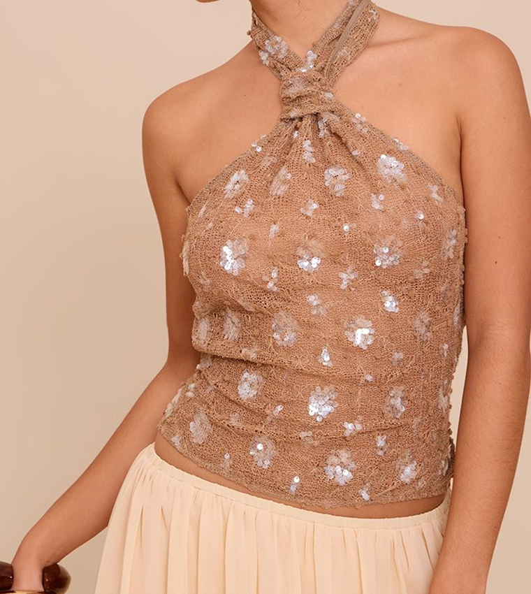 Sequined Halterneck Top