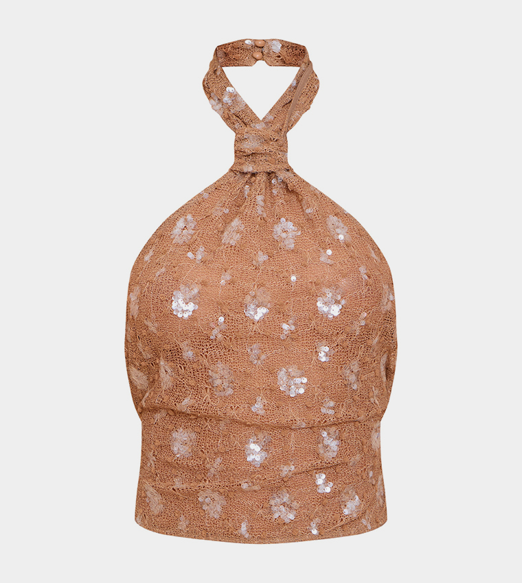 Sequined Halterneck Top