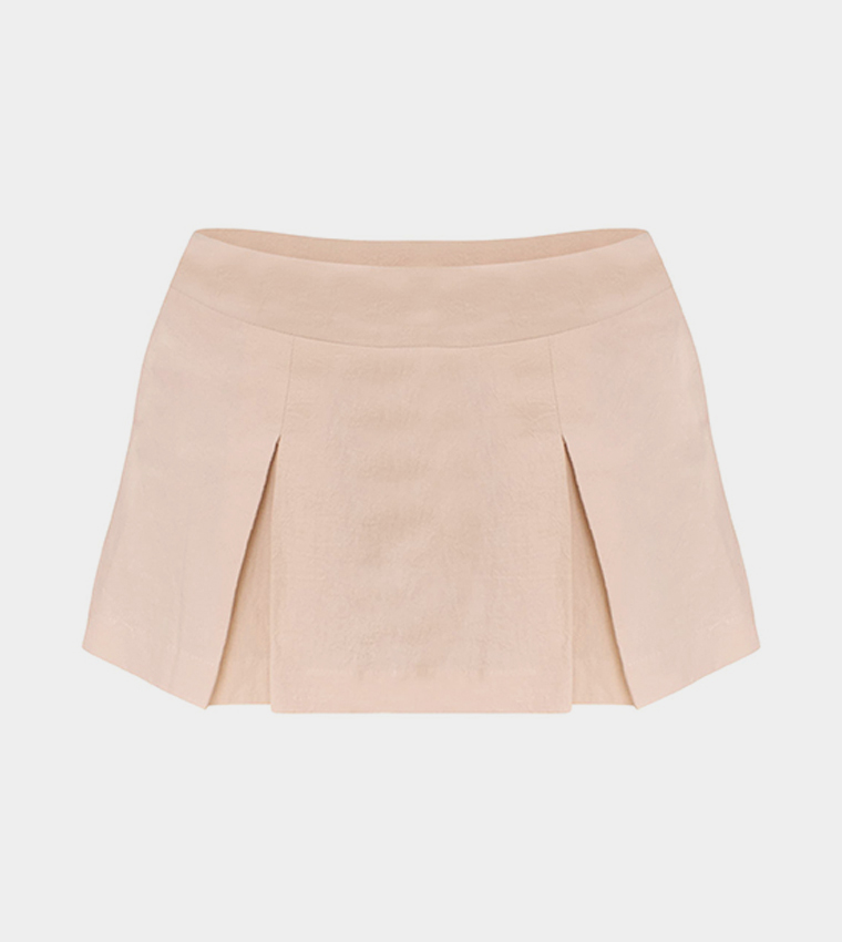 Solid High Waist Mini Skirt