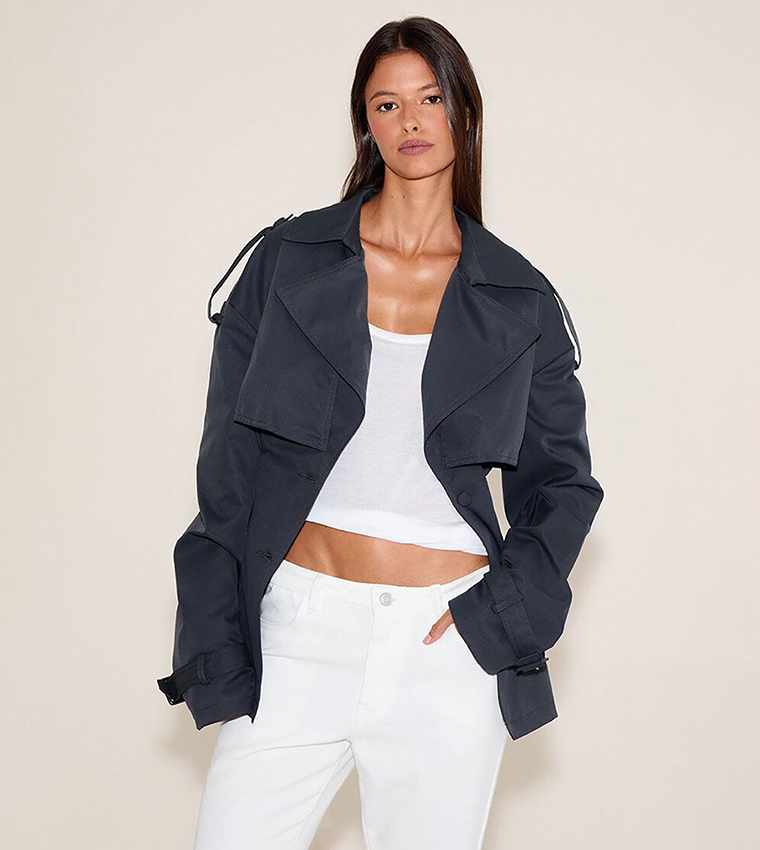 كوت ترنش بكم طويل وحزام 