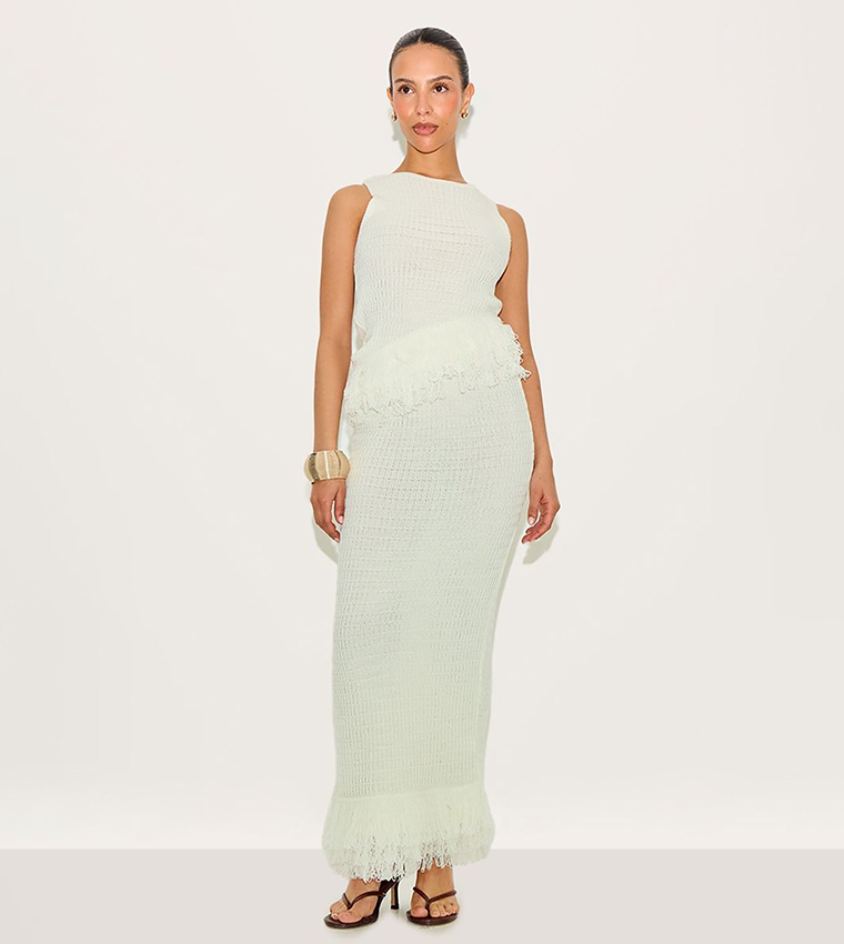 Petite Fringe Edge Sleeveless Knit Top