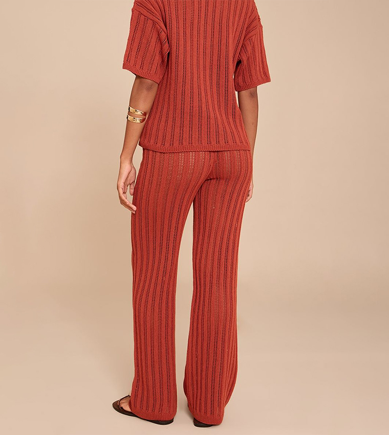 Crochet High Waist Knit Trousers