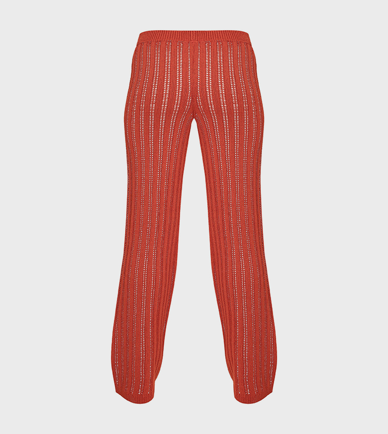 Crochet High Waist Knit Trousers