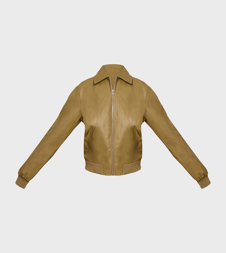 Tall Faux Leather Bomber Jacket