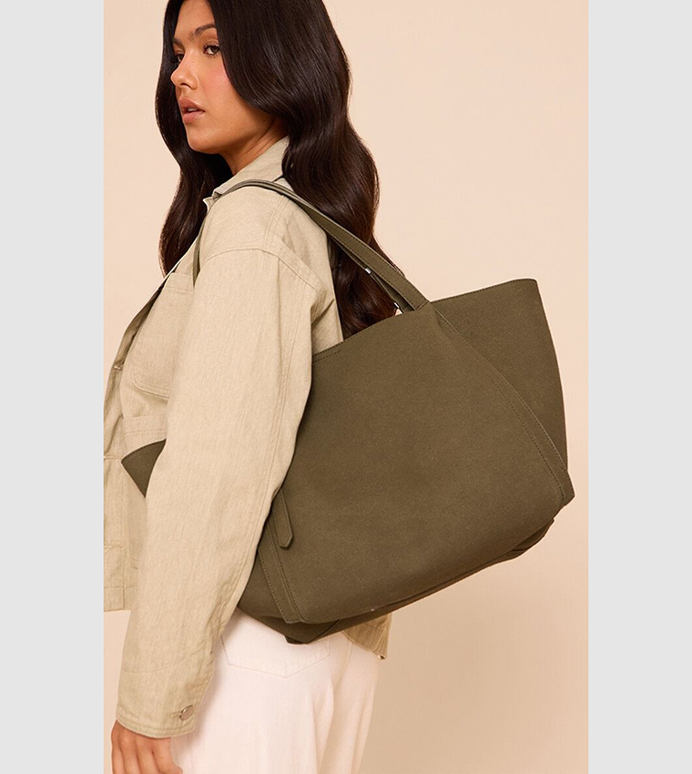 Faux Suede Adjustable Strap Tote Bag