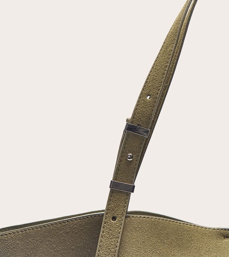 Faux Suede Adjustable Strap Tote Bag