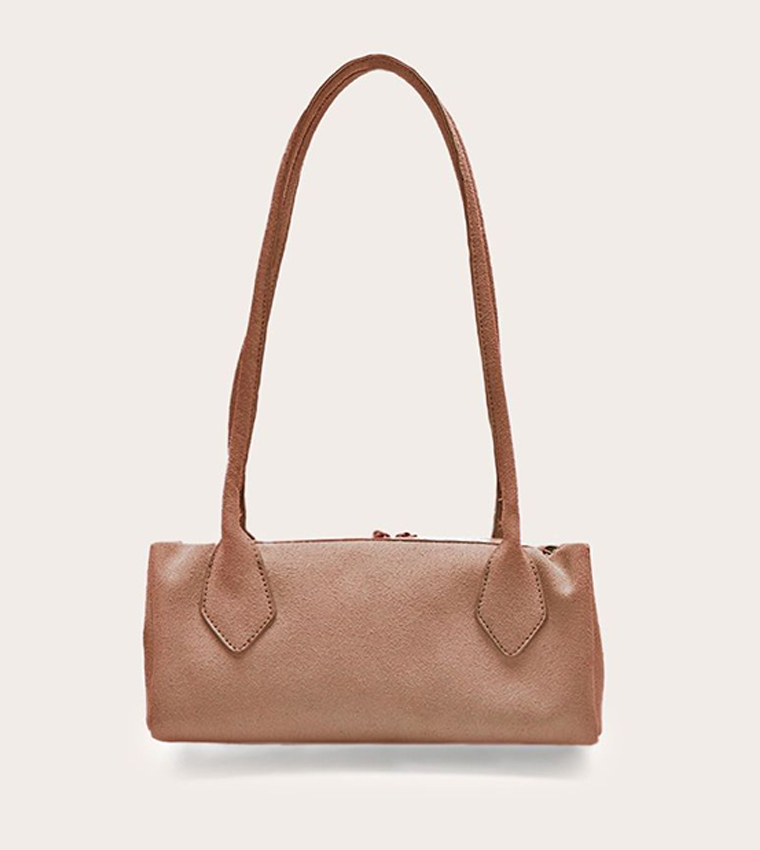 Faux Suede Bowler Shoulder Bag