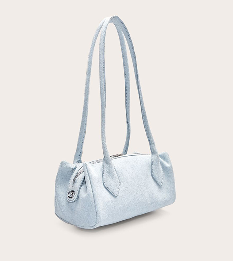 Faux Suede Bowler Shoulder Bag