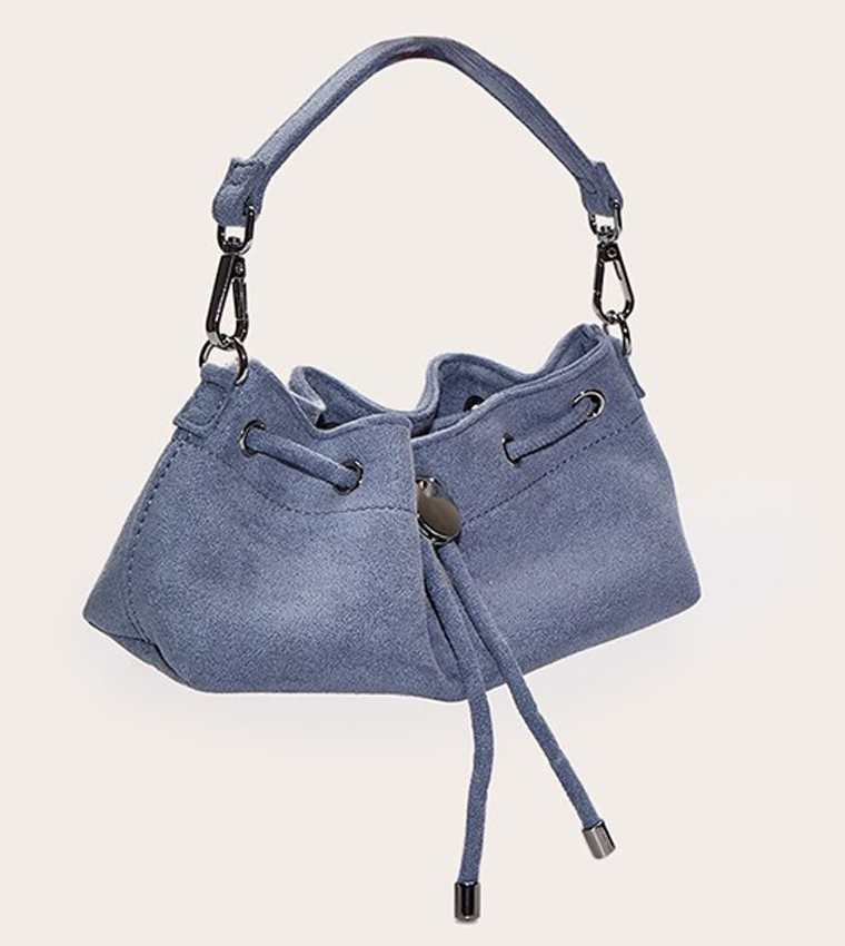 Faux Suede Drawstring Mini Bag