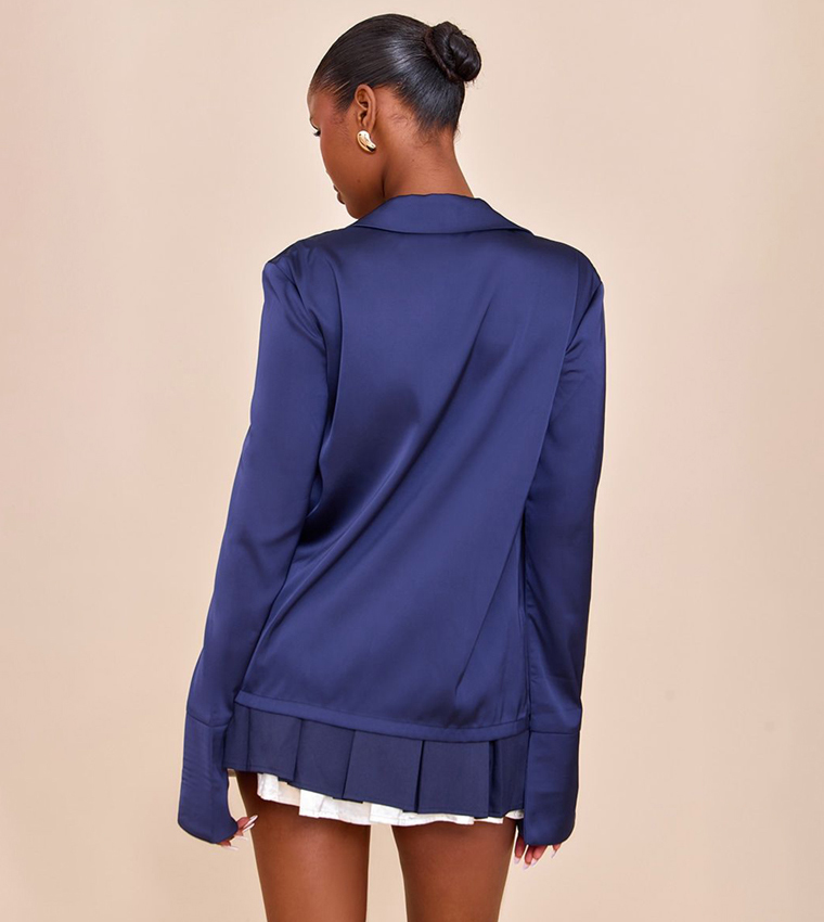 Satin Hook And Eye Detail Oversized Shirt