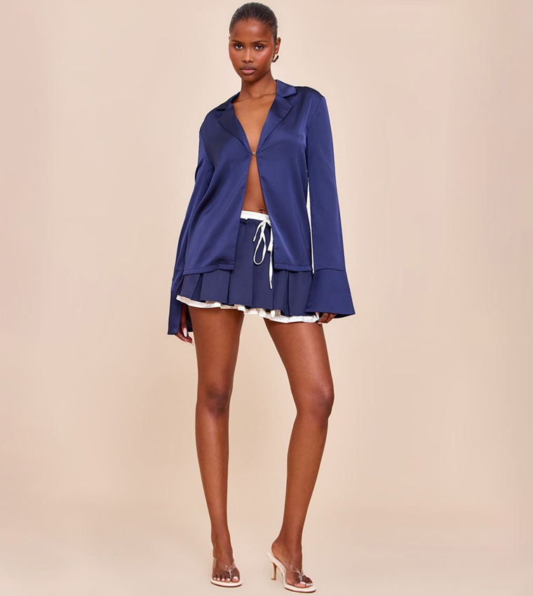 Satin Hook And Eye Detail Oversized Shirt