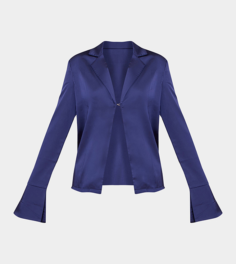 Satin Hook And Eye Detail Oversized Shirt