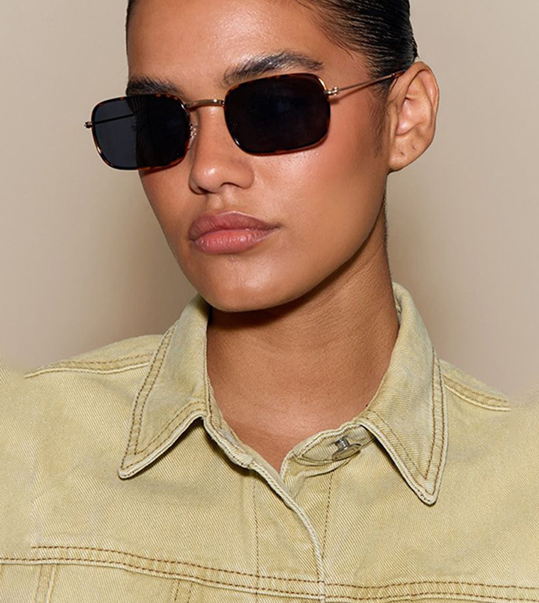 Tortoiseshell Metal Frame Square Sunglasses