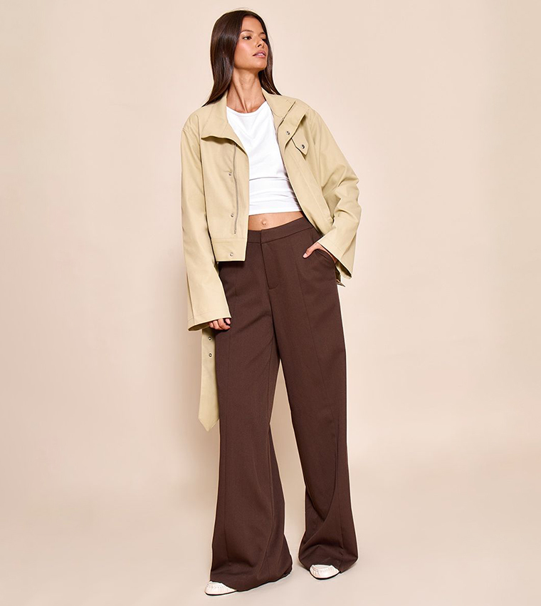 Cropped Belted Biker Jacket