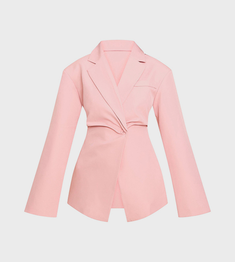 Cinch Waist Long Sleeves Blazer