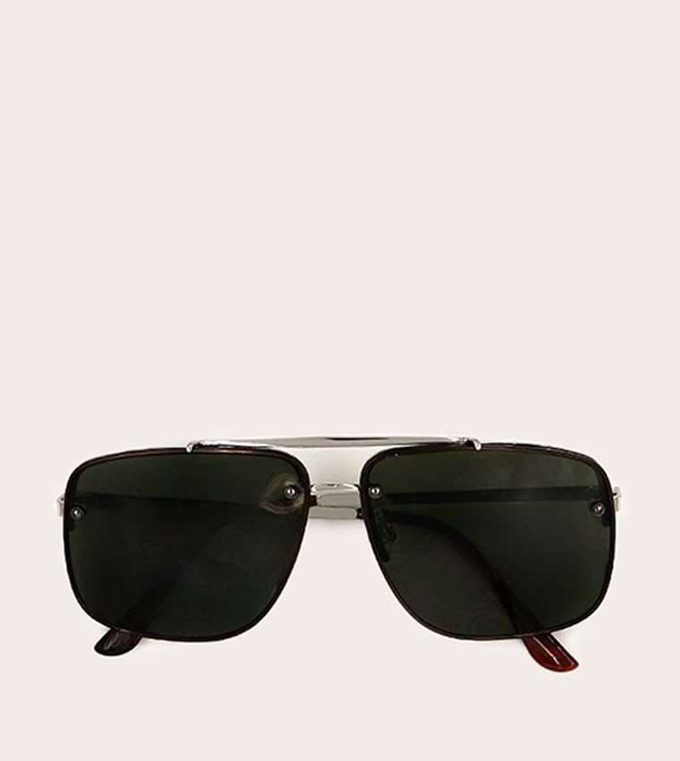 Buy PrettyLittleThing Angled Oversized Aviator Sunglasses In Black
