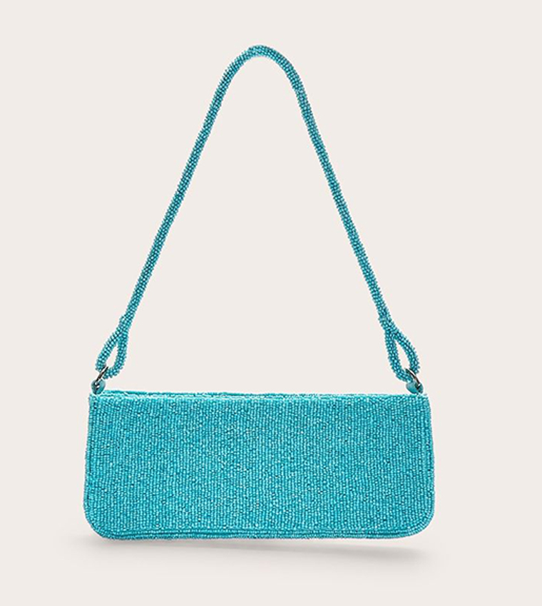 Aqua Micro Beaded Shoulder Bag