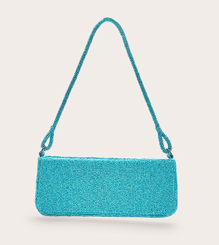 Aqua Micro Beaded Shoulder Bag