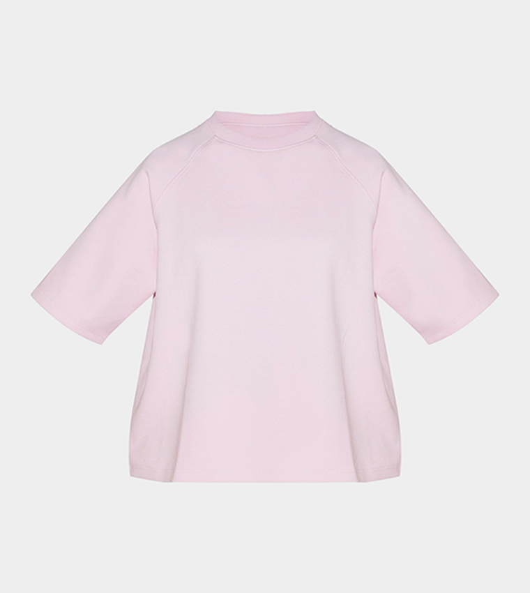 Crew Neck Raglan Sleeves Boxy T-Shirt