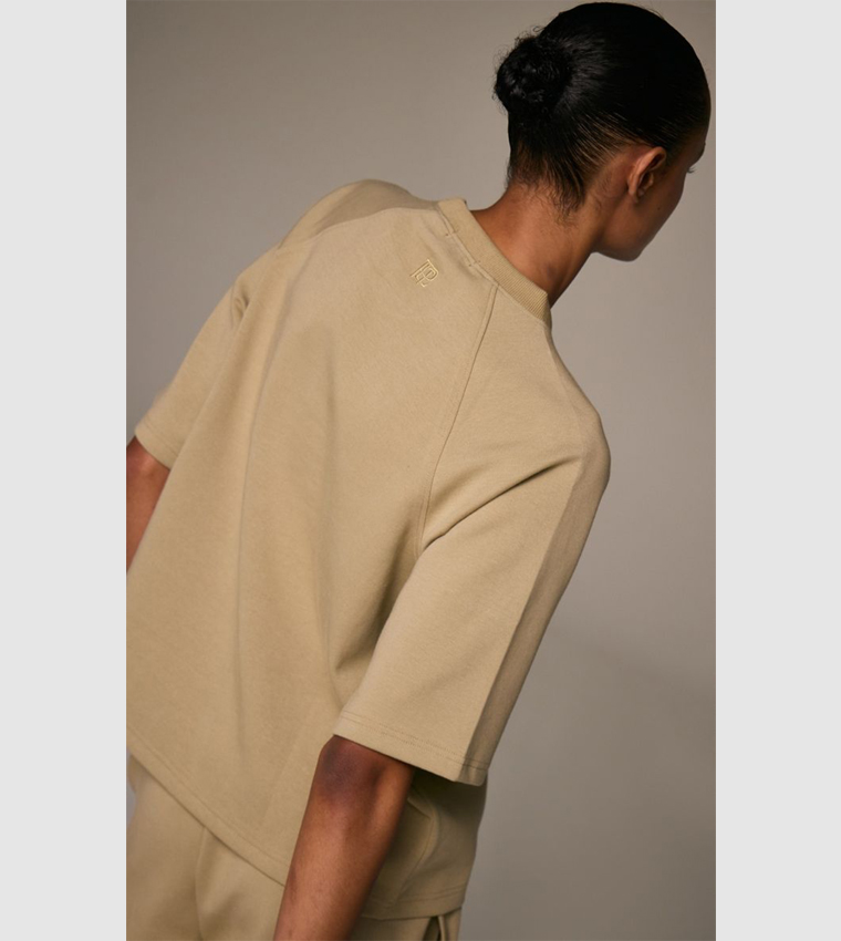 Crew Neck Raglan Sleeves Boxy T-Shirt