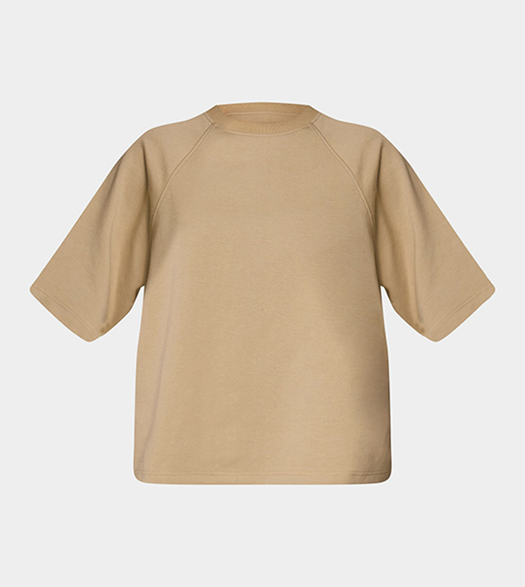 Crew Neck Raglan Sleeves Boxy T-Shirt