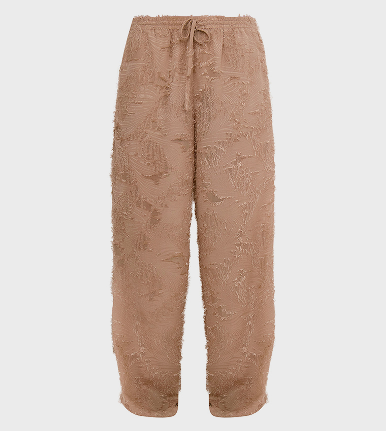 Textured Floaty Wide Leg Trousers