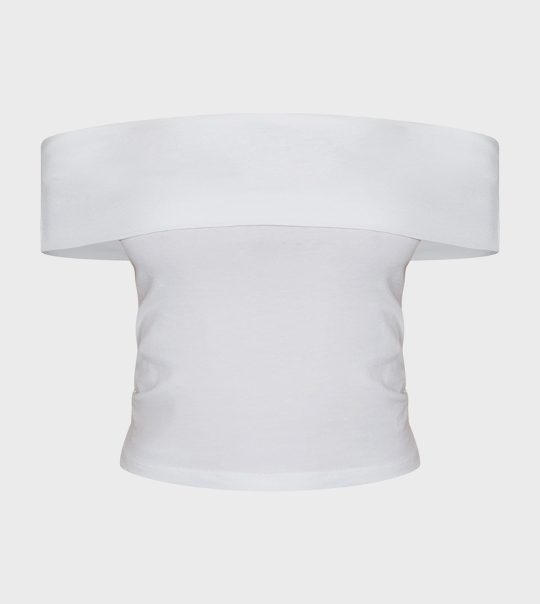 Solid Off Shoulder Crop Top