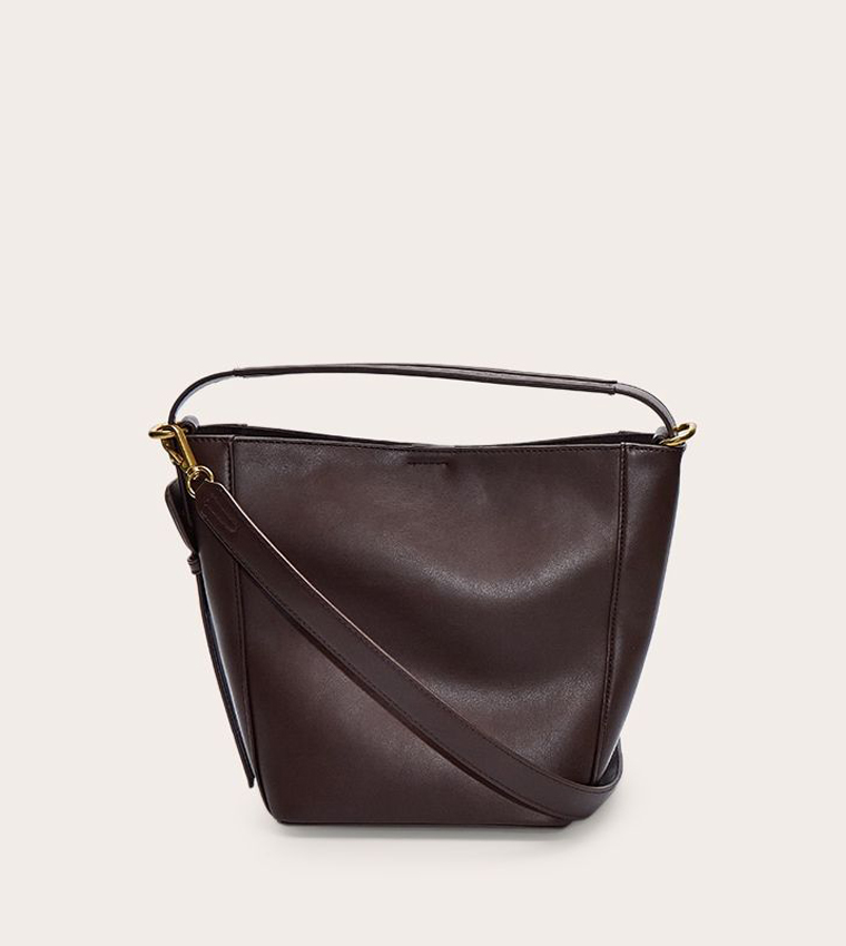 PU Buckle Strap Bucket Bag