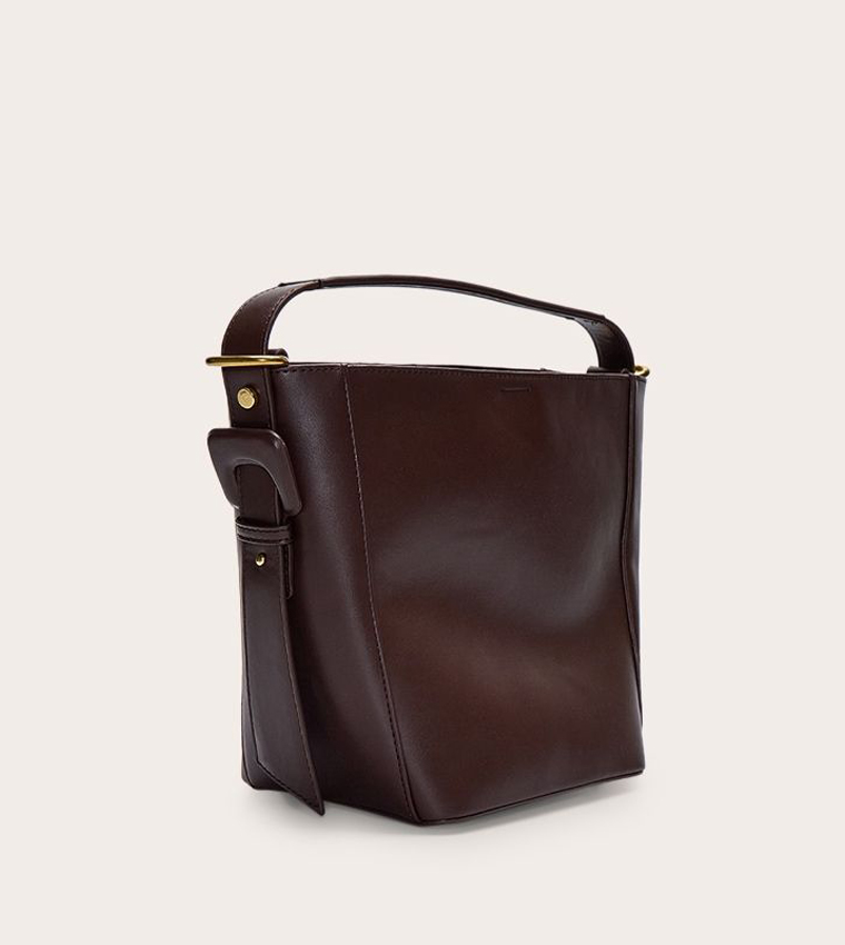 PU Buckle Strap Bucket Bag