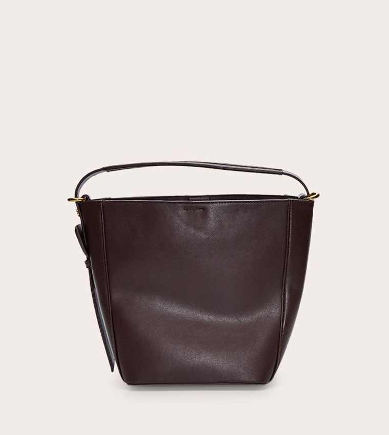 PU Buckle Strap Bucket Bag