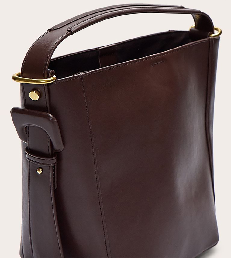 PU Buckle Strap Bucket Bag