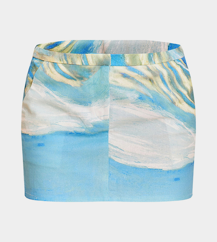Printed High Waist Mini Skirt