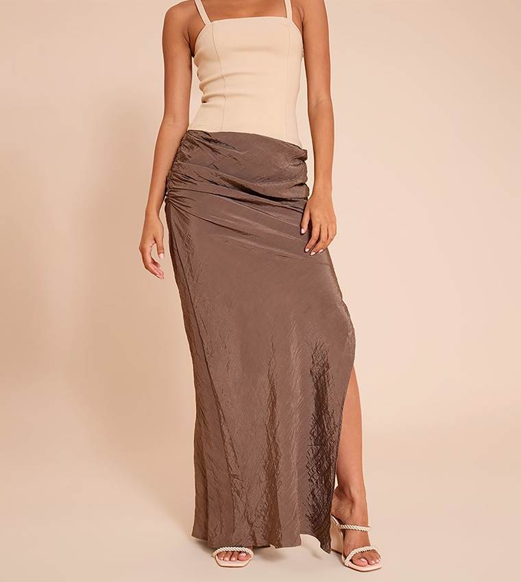 Textured Woven Maxi Skirt