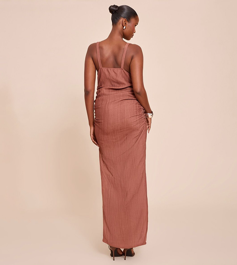 Textured Trim Detail Maxi Dress