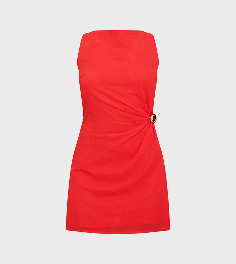 Chiffon Trim Detail Mini Dress