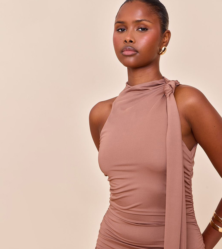 Soft Touch Knot Wrap Mini Dress