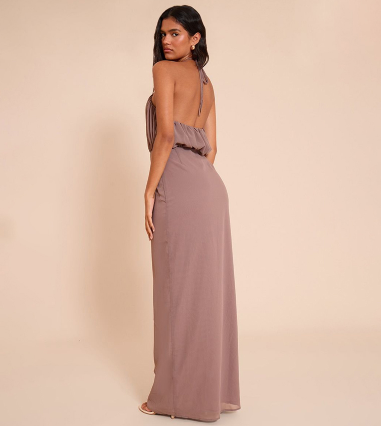 Chiffon Halter Neck Maxi Dress