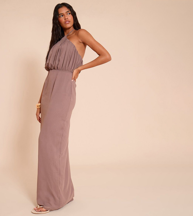 Chiffon Halter Neck Maxi Dress