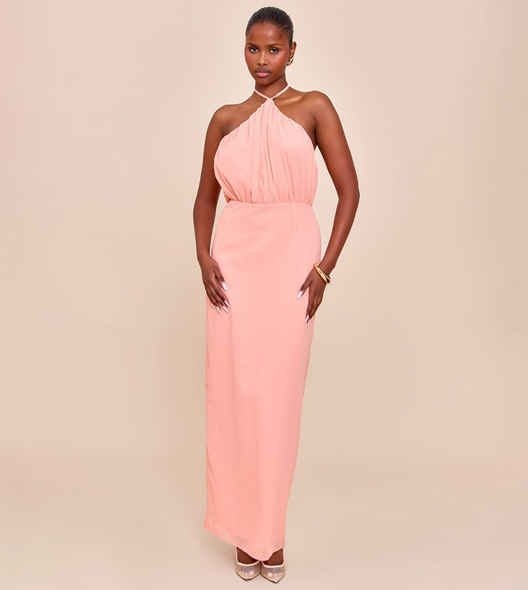 Chiffon Halter Neck Maxi Dress