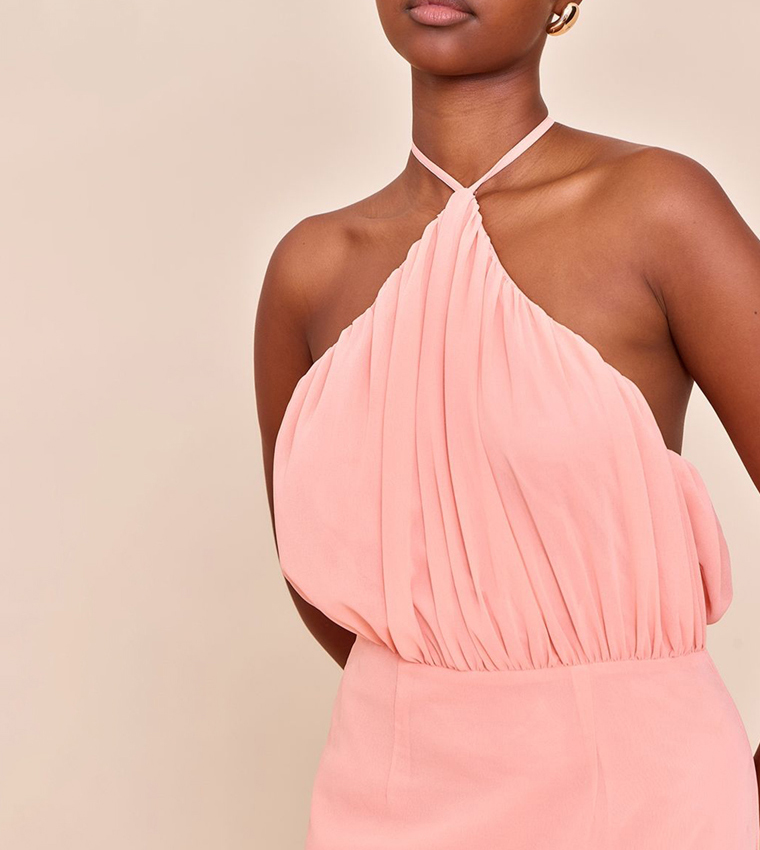 Chiffon Halter Neck Maxi Dress