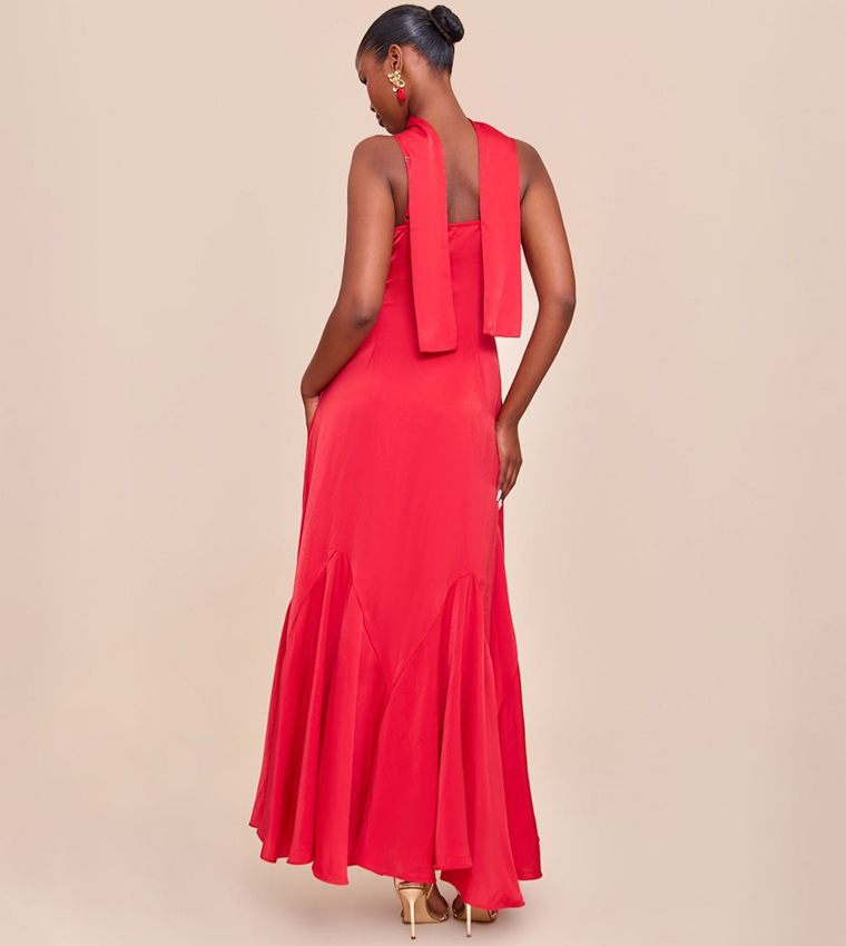 Satin V-Neck Maxi Dress