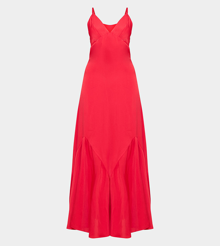 Satin V-Neck Maxi Dress