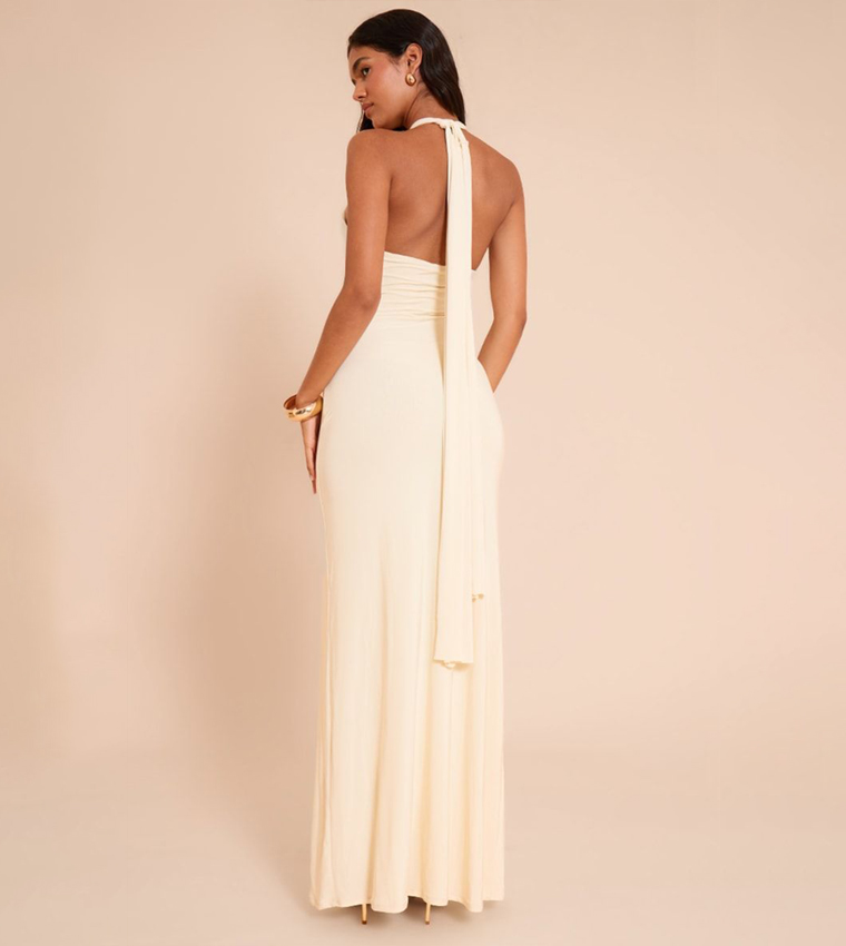 Slinky Keyhole Detail Sleeveless Maxi Dress